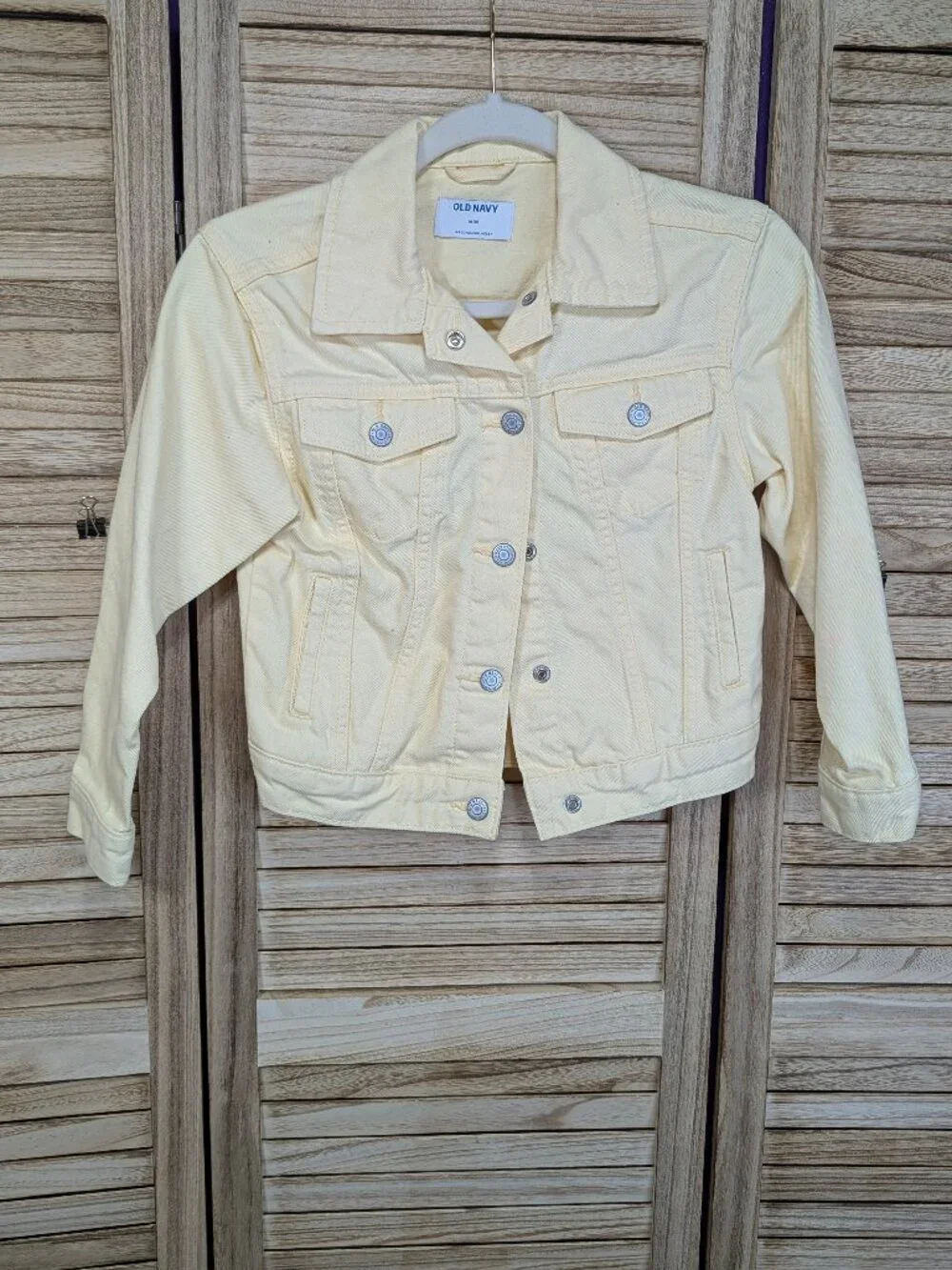 Old Navy Pale Yellow Denim Jacket Size Medium (8)
